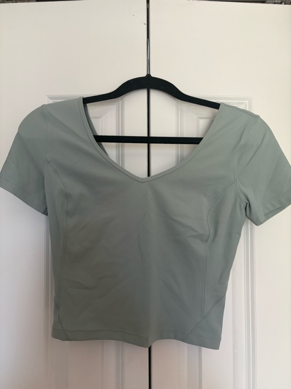 lululemon athletica Sage Green V-Neck Short Sleeve Top - Picture 1 of 2